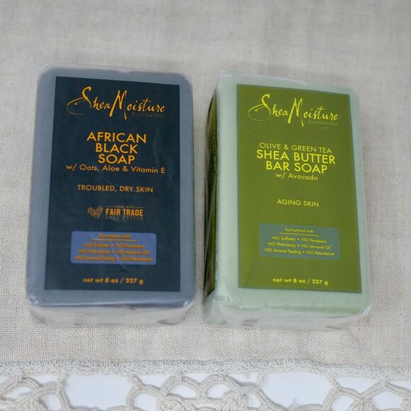 2 Bars SHEA MOISTURE Olive Green Tea Avocado African Black Soap Oats Aloe NIP - Picture 1 of 9